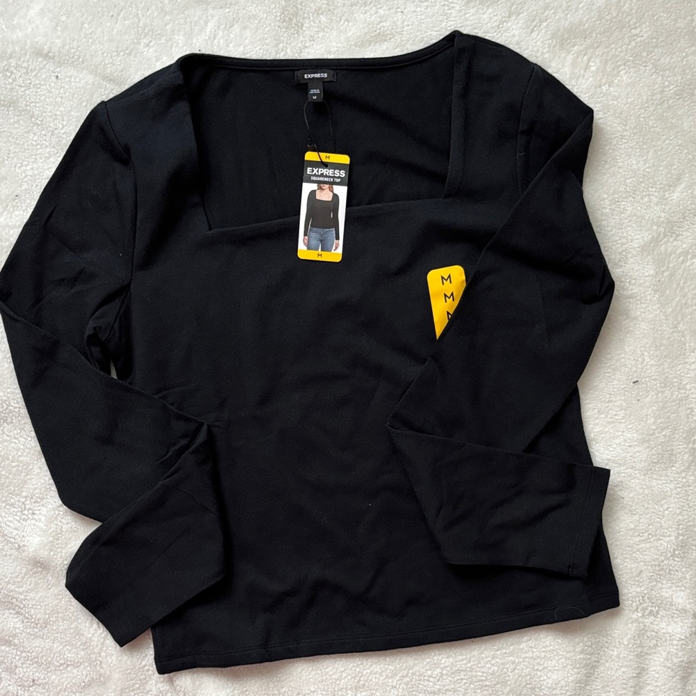 Express Black Square Neck Top